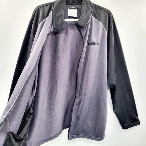 And1 Grey & Black Embroidered Full Zip Lightweight Active Jacket Men’s Sz 2X - Picture 3 of 9